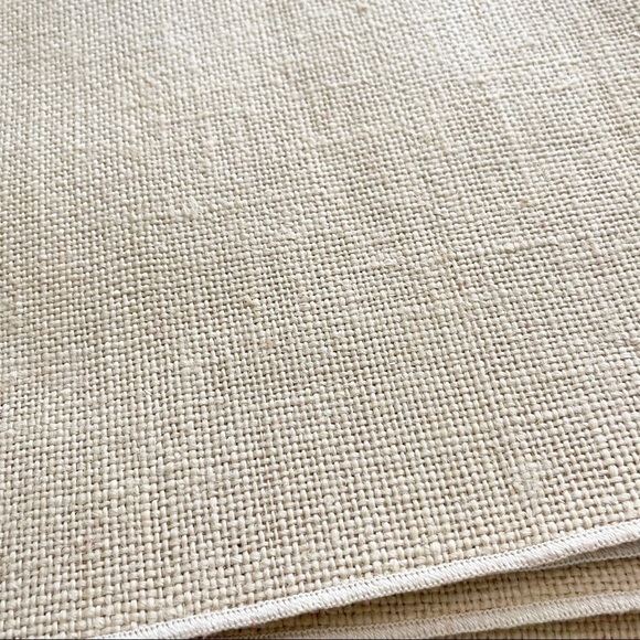 Vintage MCM Burlap Padded Table Runner & Placemats Green Red Tassel Christmas - Picture 4 of 11